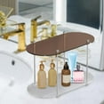 thumbnail image 3 of DOLITY 2 Layer Bathroom Storage Rack Shower Shelf Makeup Organizer Counter Vanity Clear Brown, 3 of 5