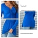 thumbnail image 5 of Front Knotted Blouse Shirt Women V Neck Long Sleeve Casual T Shirt Solid Color Pullover Tops Blue M, 5 of 6