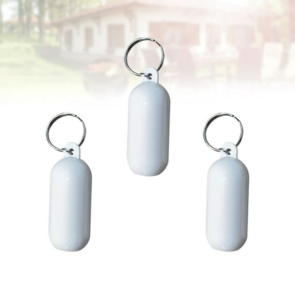 PBPBOX 3Pack Beach Keychain Floating Key Ring White Oval Simple Design Save Keys Men Women