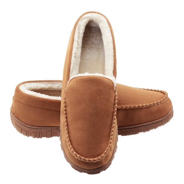 Pantuflas mocasín Lulex para hombre, para interior y exterior, de felpa, beige, talla 10 M