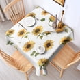 thumbnail image 2 of White Daisy Green Leaf Sunflower Pattern Square Tablecloth,Waterproof Square Table Cover,Wipeable Spillproof Washable Table Cover for Home Kitchen Party Decor 60"x60"(152x152cm), 2 of 6