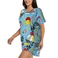 thumbnail image 2 of Rocae Pirate Marine Animals for Two Piece Sleepwear Pajamas Sets for Women Soft Short-Sleeved Pjs with Lounge Shorts XX-Large, 2 of 9