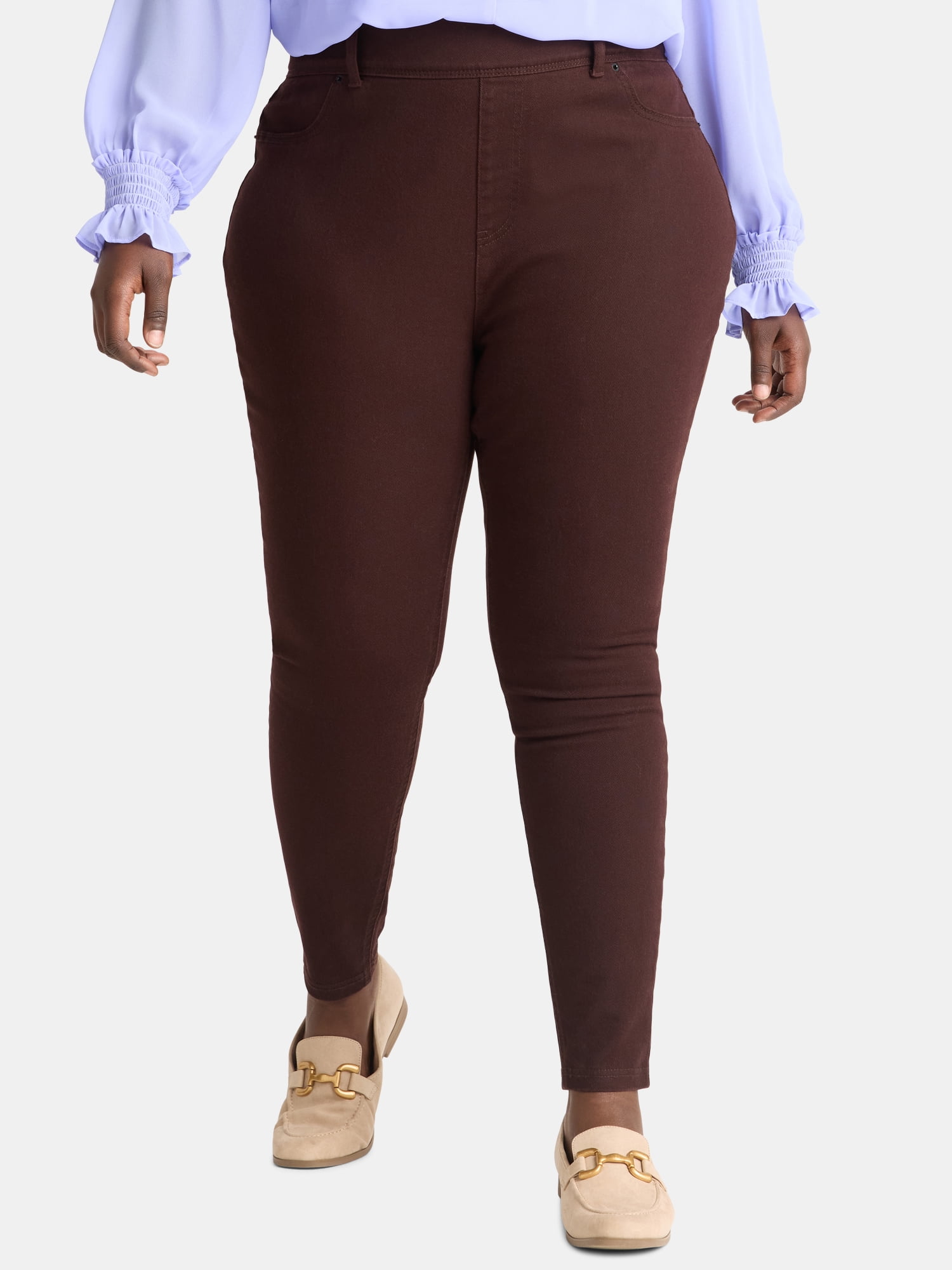 (2 pack) Terra & Sky Women's Plus High Rise Skinny Jegging, 28" Inseam, Sizes 0X-4X