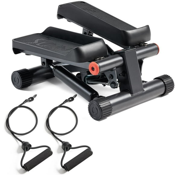 Sunny Health & Fitness Smart Mini Steppers for Exercise at Home with Resistance Bands, Stair Step Stepper for Full Body Cardio Workout, Gym Equipment Machine, SunnyFit App Connection - NO.12SMART