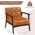 thumbnail image 3 of Costway Accent Chair Button Tufted Mid-century Modern Lounge Chair with Armrest Caramel, 3 of 9
