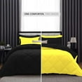 thumbnail image 3 of DNG Creations 1 Piece Reversible Diamond Pattern Comforter Solid - 100% Egyptian Cotton, 800 TC ( Full/ Queen - Size ) All-Season 550 GSM ( Yellow/Black Colour ), 3 of 7