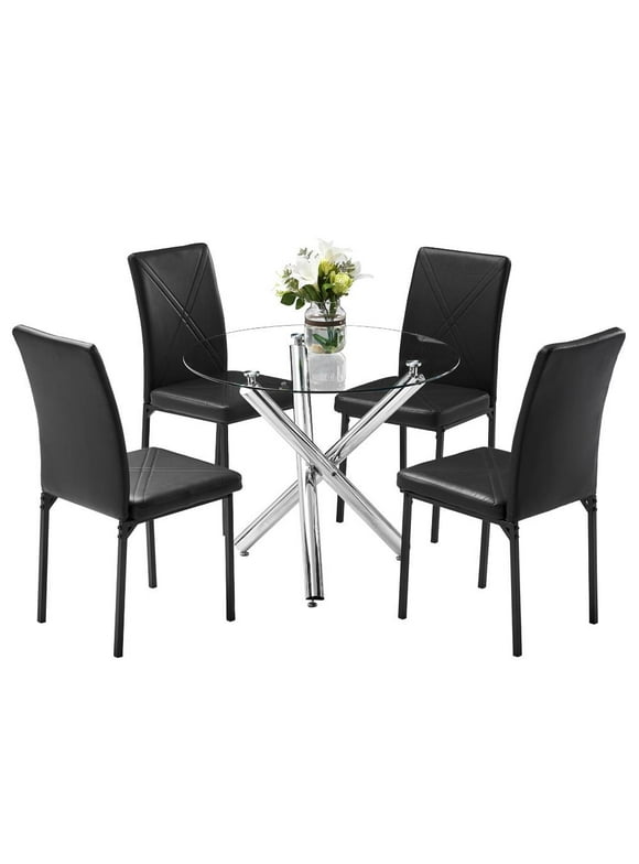 Glass Round Dining Table Sets in Dining Room Sets