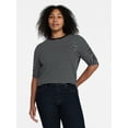 thumbnail image 2 of Time and Tru Women's Ruched Elbow Sleeve Tee, Sizes XS-XXXL, 2 of 6