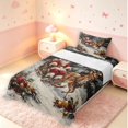 thumbnail image 5 of Manfei Christmas Santa Twin Sheets,Festive Reindeer Animals Bedding,Gray Orange,3 Pieces,1 Flat Sheet,1 Fitted Sheet and 1 Pillowcase, 5 of 6