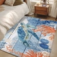 thumbnail image 4 of Sea Turtle Coastal Area Rugs 2.7'x5', Washable Small Throw Rugs for Kitchen Bedroom, Summer Beach Coral Nautical Blue Wood Indoor Outdoor Rug Non-Slip Low Pile Carpet Runner Reversible Floor Mats, 4 of 8