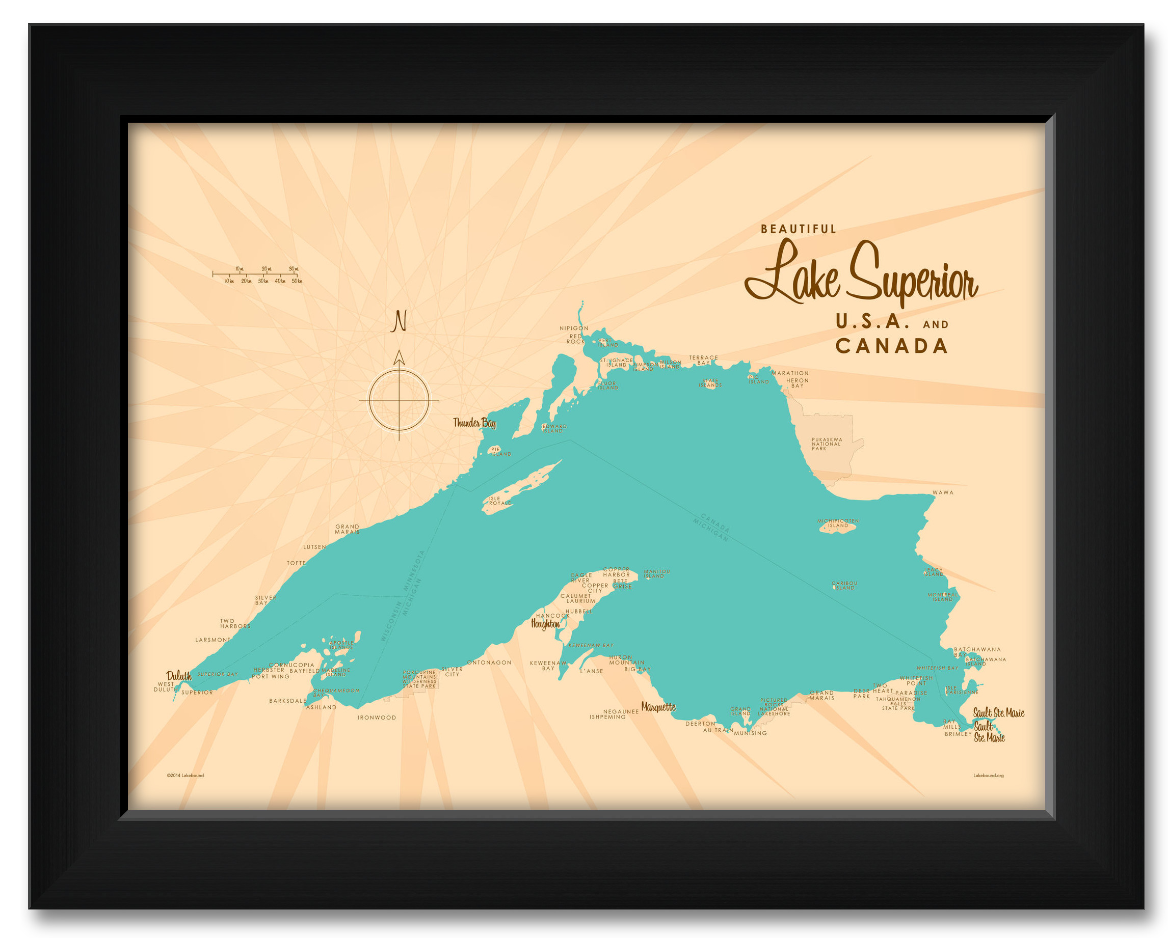 Lake Superior Map Art City Prints ED1