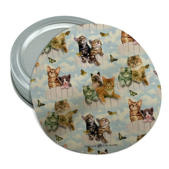 Kittens Cats and Butteflies Pattern Round Rubber Non-Slip Jar Gripper Lid Opener