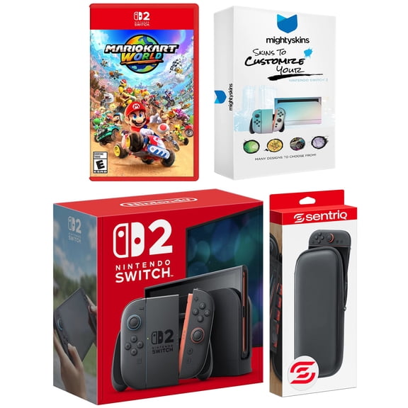Nintendo Switch 2 Video Game Console with Mario Kart World, MightySkins Code and Protective Case Bundle