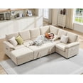 thumbnail image 2 of Papajet 105" Sofa Bed, Sectional Sleeper Sofa with Pull Out Bed/Reclining Backrest, Sleeper Couch Bed with Storage, 6 Seater Couch Bed, Chenille Beige, 2 of 8