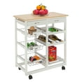 thumbnail image 3 of Kitchen Rolling Microwave Cart on Wheels, Kitchen Islands with Storage, Rustproof Storage Rack Trolley with 2 Drawers, 3 Metal Baskets, 3 Shelf Panels, Bakers Racks Holds up to 220 lbs, White, Q7577, 3 of 9
