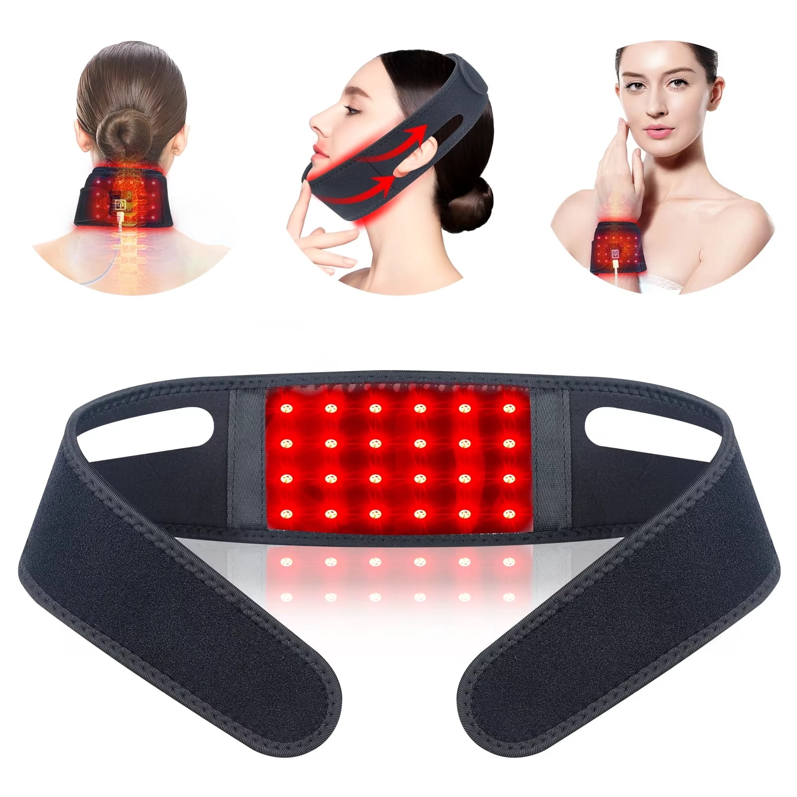 660nm red light infrared 850nm fabric chin and neck home use neck heating massager