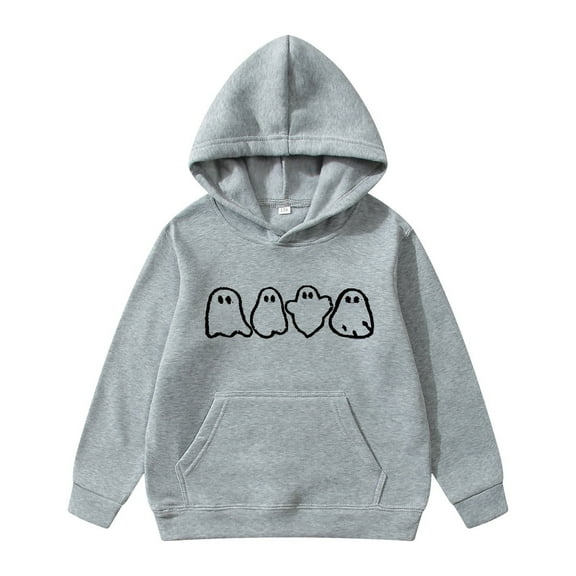 MUXiin Hoodies For Boys,Boys Halloween Graphic Print Pullover Hoodie Soft Jacket Comfortable Casual Kids Sweatshirt Outfit Boys' Fashion Hoodies & Sweatshirts Gray