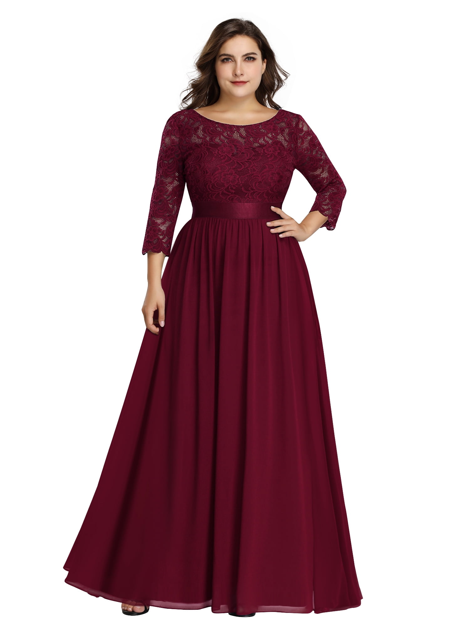 Ever-Pretty A-Line Sequins Bridesmaid Dress Long Burgundy Evening Dress 07401 