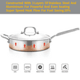 thumbnail image 5 of DELARLO 12-Inch Saute Pan with Lid, 5QT Tri-Ply Stainless Steel Deep Frying Pan, 5 of 6
