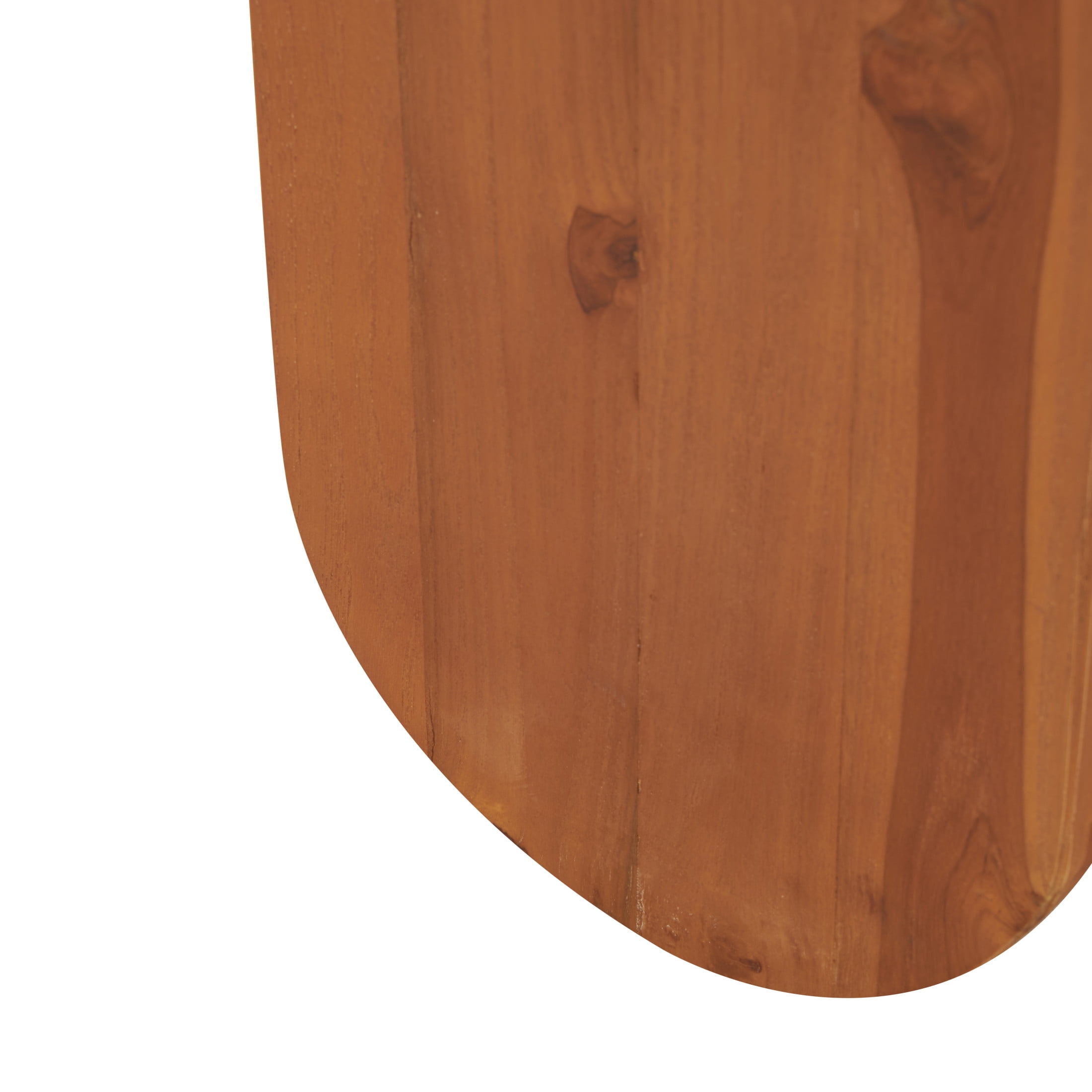 DecMode 20" x 22" Brown Teak Wood Handmade Accent Table with Beige Marble Tabletop, 1-Piece