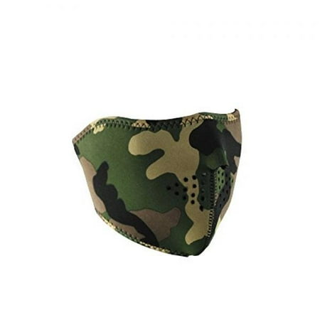 ZANheadgear Neoprene Half Face Mask (Woodland Camouflage)