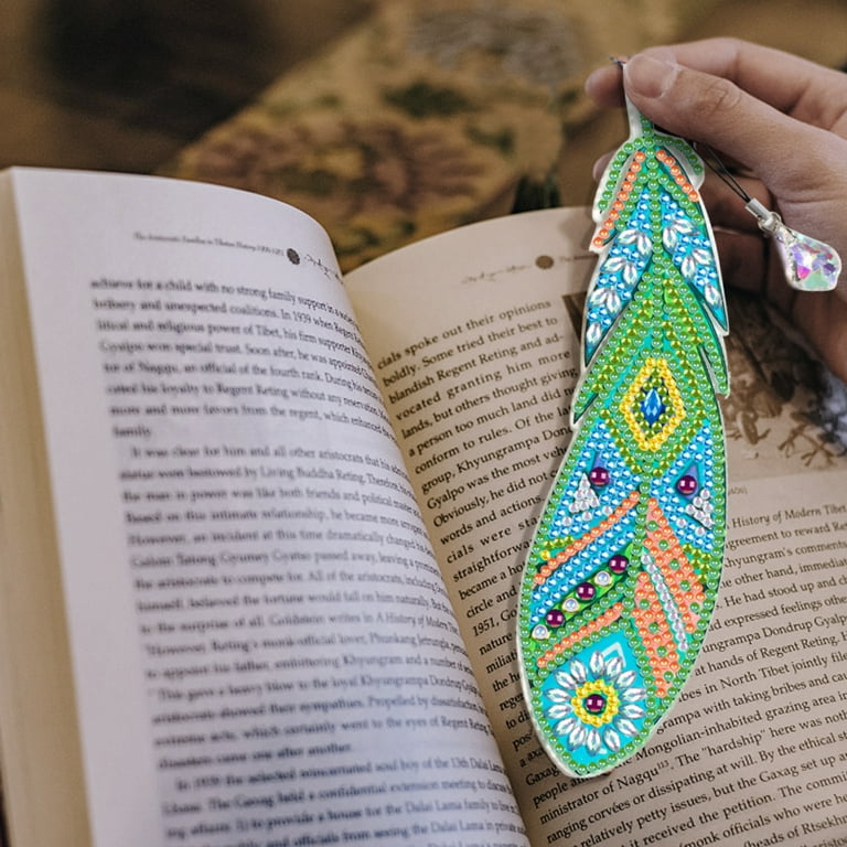 DIY Diamond Painting Bookmark Feather Shape Bookmark Rhinestone Embroidery  Mosaic Book Mark Art Craft Cross Stitch Handmade Gift