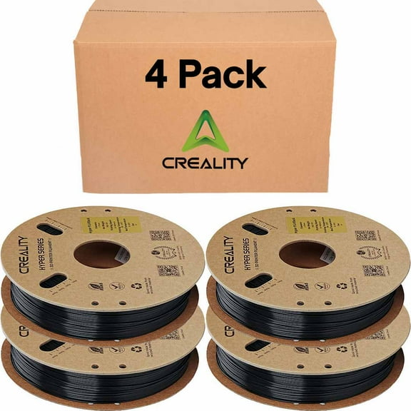Creality Hyper PLA 3D Printer Filament 1.75mm Black, 1kg, High-Speed - 4pk