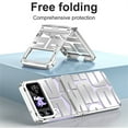 thumbnail image 2 of Dteck for Samsung Galaxy Z Flip3 Case with Hinge Protection, Galaxy Z Flip3 5G Case Ultra Thin Shockproof Anti-Drop Fashion Rugged Phone Cover,Silver, 2 of 5