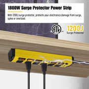VILONG Heavy Duty Surge Protector Power Strip with Individual Switches, Overload Protection, 1200J 6ft Extension Cord, 45°Flat Plug, ETL Certified
