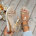 thumbnail image 4 of Dakaela Womens Low Wedge Heels Sandals Shoes Wide Width Platform Espadrilles Walking Summer Beach Shoes, 4 of 8