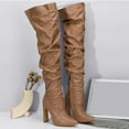 thumbnail image 4 of KaLI_store Boots for Women Women Stretch Heel Thigh High Over The Knee Boots Coffee,7, 4 of 4