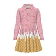 thumbnail image 4 of DISNIMO Ice Cream Dress Girls Skater Dress Long Sleeve Dresses for Girls 4-5 Dresses for Girls Swing Dress Kids Casual Midi Dress Girls Fall Twirly Dress Girls Children Dress with Collar for Girls, 4 of 7
