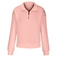 thumbnail image 6 of UAMVSH Womens Sweatshirts Trendy Fall 1/4 Zipper Lapel V-Neck Tops Clothes Casual Long Sleeve Business Work Dressy Pullover(3X-Large,Pink), 6 of 6