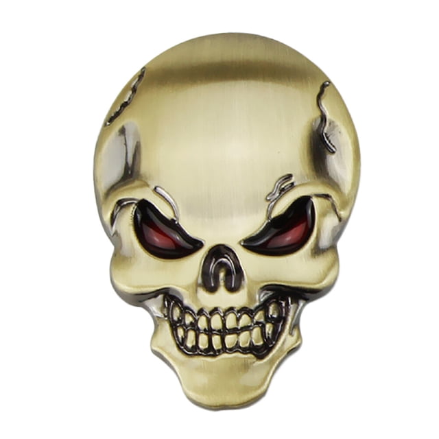 KAKOWELY Automotive Metal Skull Automotive Metal Skull Car Body Paste Personality Labeling Three-Dimensional Rear Sticker Decorative Paste Modification(Bronze)