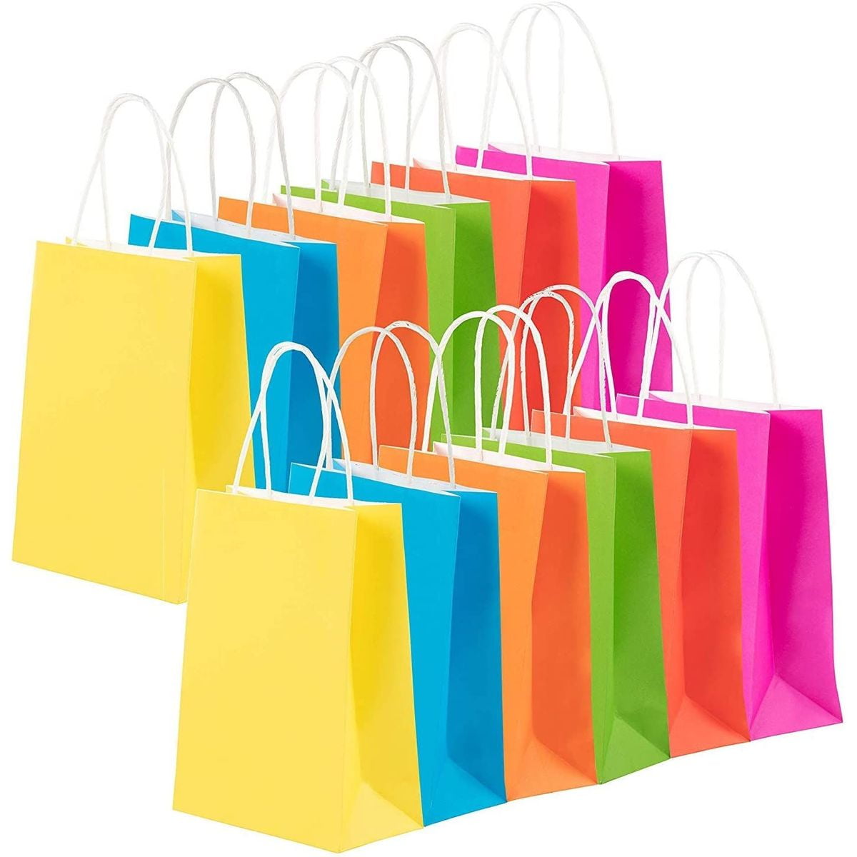 10 x Square Paper Party Gift Bags & Tissue Wrap ~ Boutique Shop Bag ~Pick Colour
