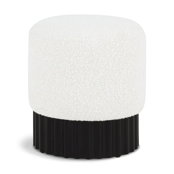 Meridian Furniture Veranda Boucle Fabric Ottoman/Stool in Cream/Black
