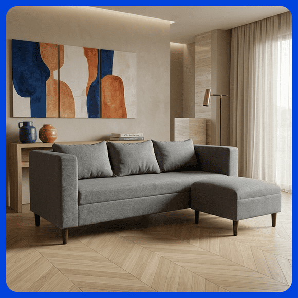 LASE Muebles Sala Roma Sofá con Otomán Adaptable con Cojines Oxford