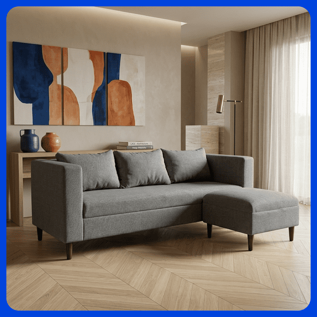 LASE Muebles Sala Roma Sofá con Otomán Adaptable con Cojines Oxford