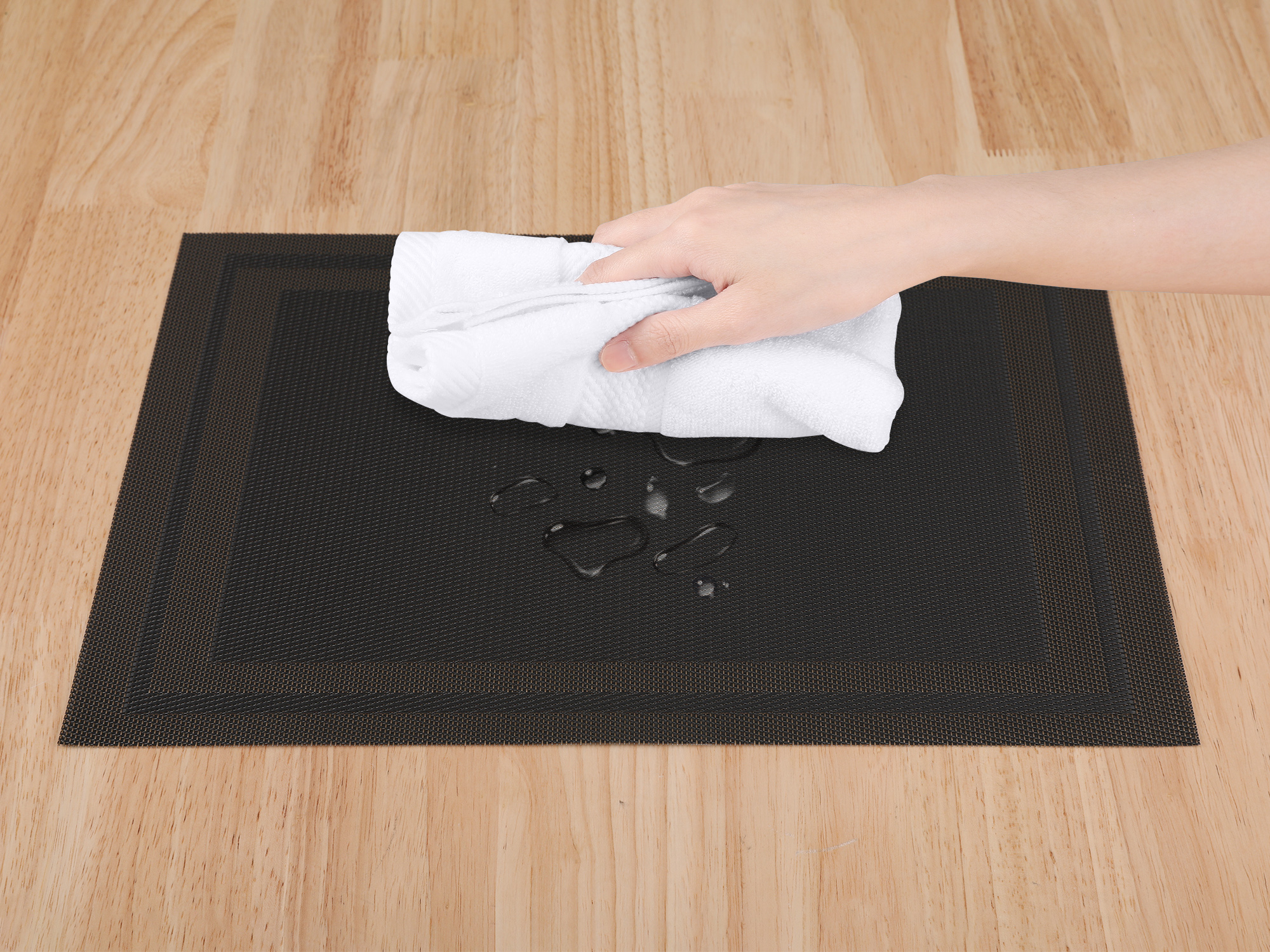 Unique Bargains Vinyl Placemats for Table Decor Washable Table Placemats 8pk Black 18x12in
