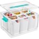 thumbnail image 1 of anizador de Manualidades de Plástico Transparente de 24 QT con 6 Insertos Desmontables, Caja de Almacenamiento de Suministros de Arte y Herramientas para Manualidades, Crayones, Lápices, 1, 1 of 7