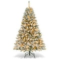thumbnail image 1 of Patiojoy 6 FT Pre-lit Artificial Christmas Tree Hinged Snow-flocked Xmas Tree with 644 Branch Tips 300 Warm White LED Lights, 1 of 9