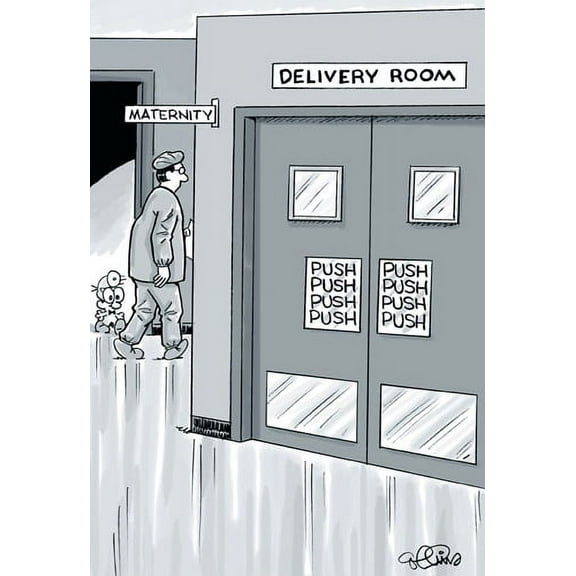 Nobleworks Push Push Push Funny / Humorous Dan Collins New Baby Congratulations Card