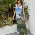 thumbnail image 6 of Paisagem Mountain Womens Night Club Maxi Dress V Neck Sleeveless Bohemia Long Dresses, 6 of 9