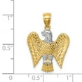 thumbnail image 4 of 14k Yellow Gold with Rhodium Solid White Rhodium Eagle Charm Pendant, 4 of 7