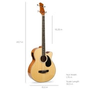 Best Choice Products 22-Fret Full Size Acoustic Electric Bass Guitar w/ 4-Band Equalizer, Truss Rod, Padded Gig Bag - Natural