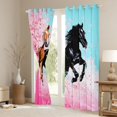 thumbnail image 3 of Erosebridal Galloping Horse Black Out Curtains, Pink Cherry Blossoms Curtains Pack of 2 (42x63 Each), 3 of 6