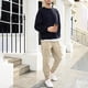 thumbnail image 3 of Pantalones largos de pana para hombre, con cordón y cintura elástica, holgados, para correr, informales, cargo, largos, de algodón y licra., 3 of 8