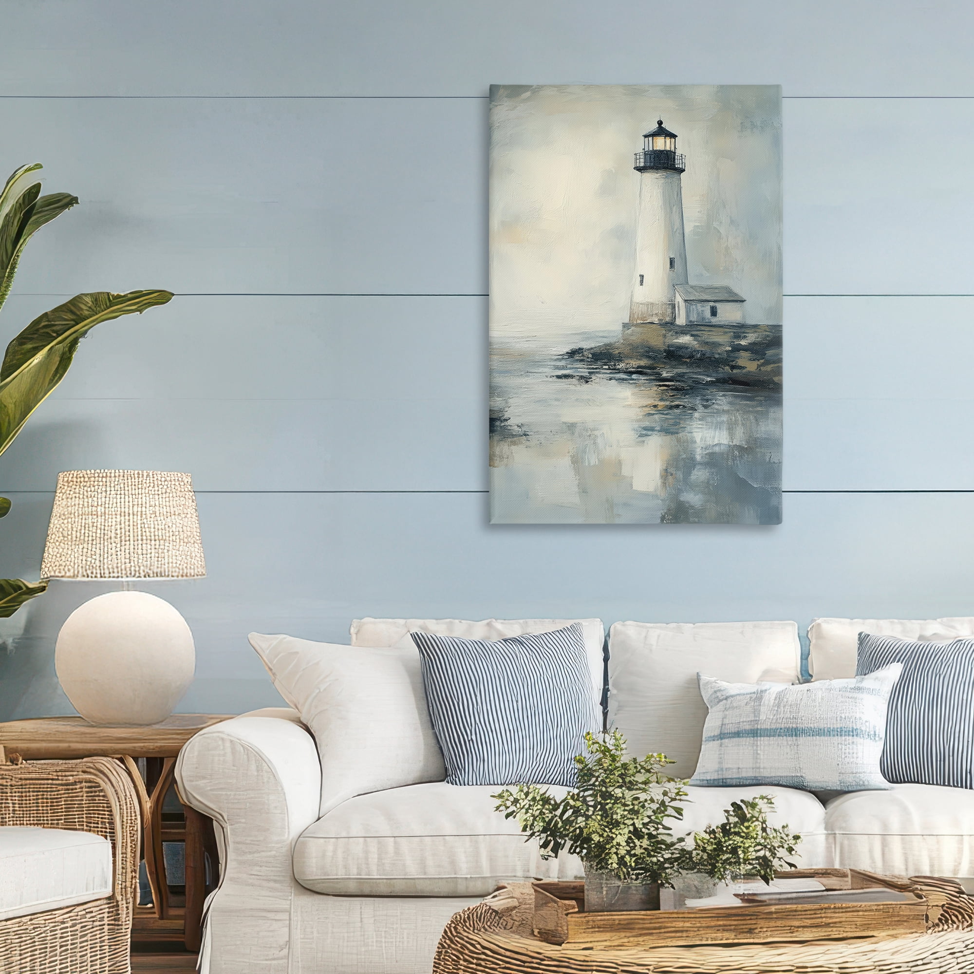 Stupell Industries Moody Lighthouse Reflecting Canvas Wall Art, design by Petal Prints Design