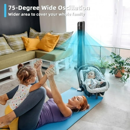 

GDFIH 40 Inch Tower Fan with Remote 75˚ Oscillating Fan with 3 Wind Modes and 4 Wind Speeds