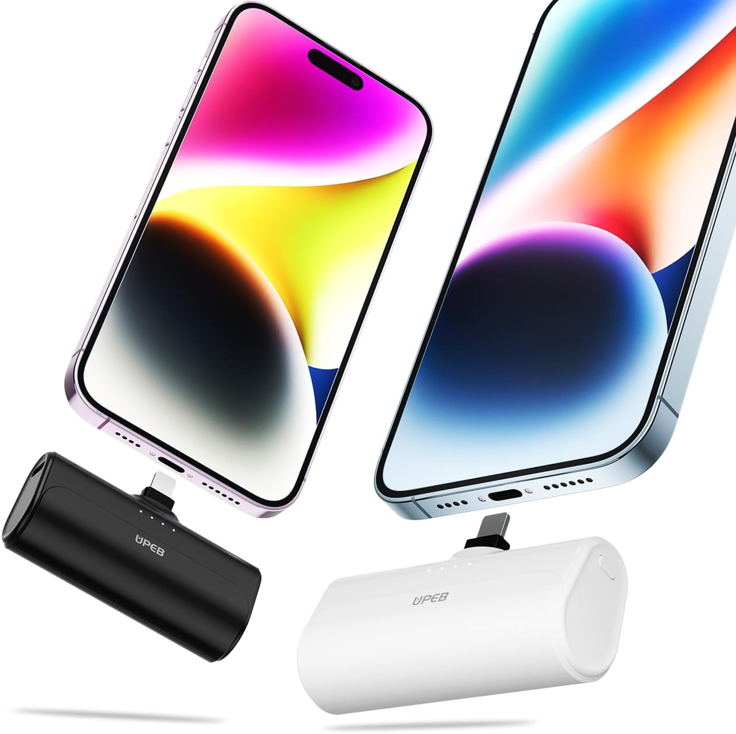 MHAWBL-Small Portable Charger for iPhone 5000mAh 2 Packs with Built in Cable, MFi Certified Compact Power Bank Cordless External Battery Pack for All iPhone Series 14/13/12/11/XR/X/SE/8/7/6 Pro Max